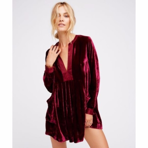 Free People Dresses & Skirts - Red Choose Me Velvet Mini Cocktail Dress  Size: US